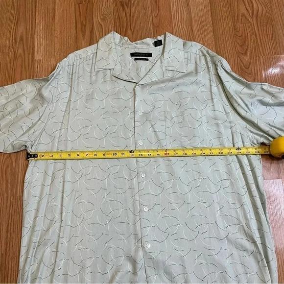 Axist Silk Touch men's button-down shirt, XXL Beige Geometric Print Rayon - Picture 5 of 6